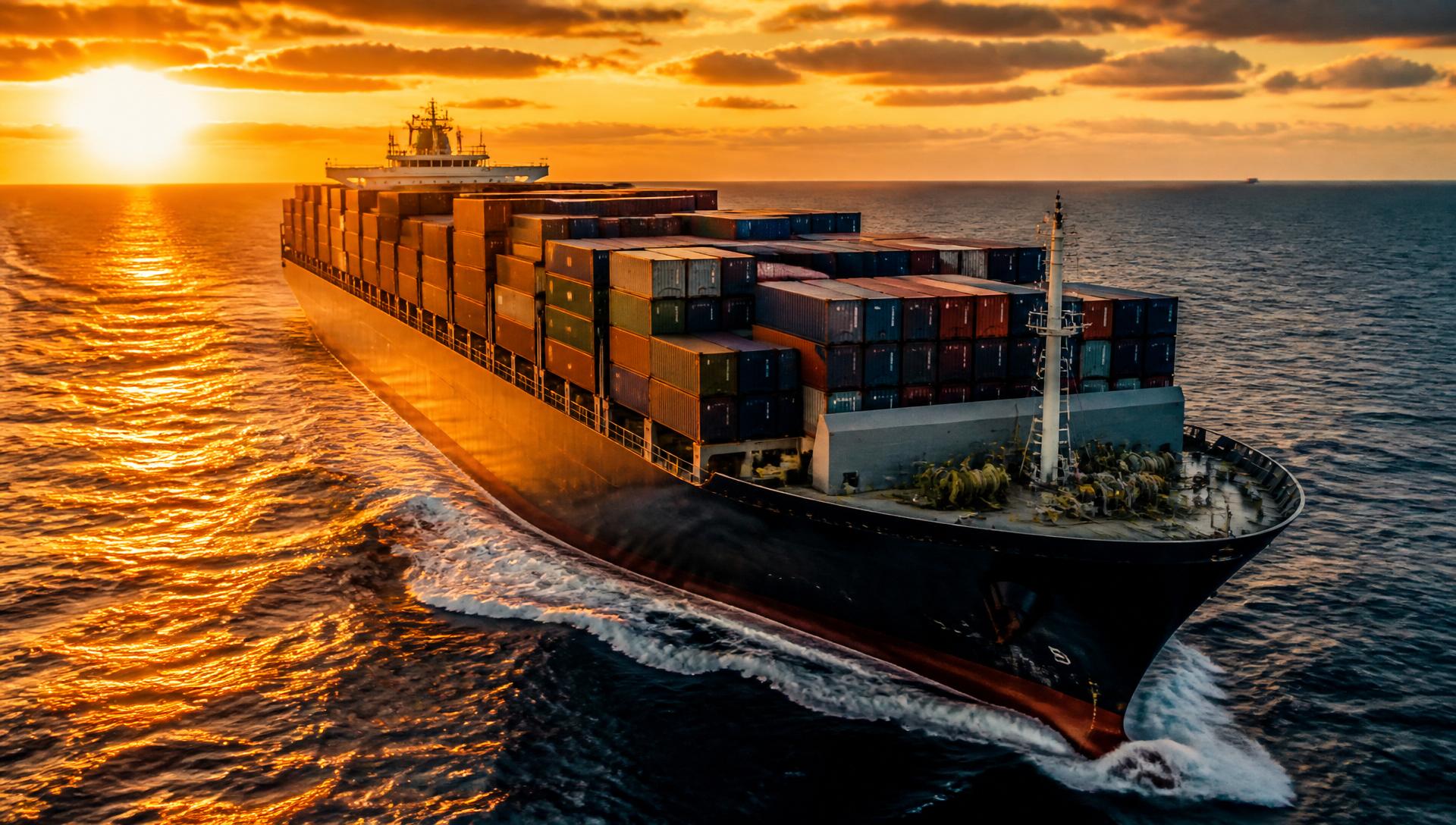 Cargo ship at sea